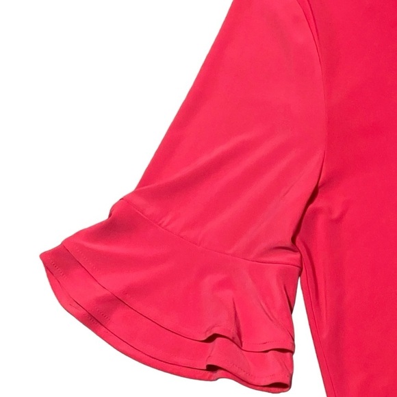 Karl Lagerfeld bright pink ruffle sleeve blouse with back pearl button closure - Picture 4 of 10